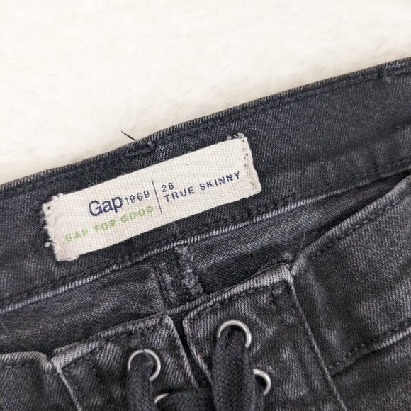 GAP Lace Fly Side Zip Skinny Jeans in Faded Black - Picture 7 of 13